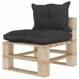 Centrale Da Giardino In Pallet Con Cuscini Nero In Legno