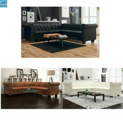 Chersterfield Ad Angolo 5 Posti Rivestito In Similpelle Vari