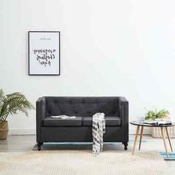 Chesterfield A 2 Posti Rivestito In Tessuto Grigio Scuro Sof