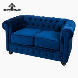 Chesterfield A 2 Posti Velluto Azzurro - Relax Retro Collezi