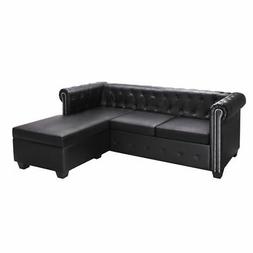 Chesterfield A L In Pelle Artificiale Nero