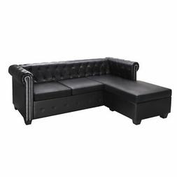 Chesterfield A L In Pelle Artificiale Nero