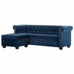 Chesterfield A L In Velluto Blu Sdraio Sofa Arreddo Da Salot