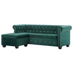 Chesterfield A L In Velluto Verde Sdraio Sofa Arreddo Salott