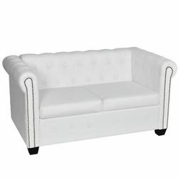 Chesterfield Classico Ecopelle Bianco 2 Posti Per Casa E Uff