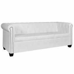Chesterfield Ecopelle Classico Bianco 3 Posti Soggiorno Uffi