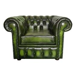 Club Chair 100% Pelle Verde Antico