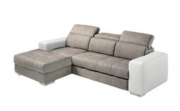 Con Penisola Angolare Letto Pelle Bianco Tessuto Nabuk Grigi