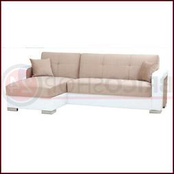 Con Penisola In Ecopelle Bianco Velluto Crema Contenitore Pr