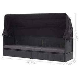 Da Esterno Con Baldacchino In Polyrattan Nero