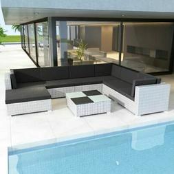Da Giardino 24 Pz In Polyrattan Esterni Bianco Sofa Con Cusc