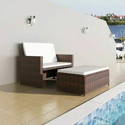 Da Giardino In Rattan Modulare Con Pouf Poggiapiedi Marrone