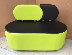 Da Ufficio 2 Posti Marrone E Verde In Finta Pelle Stilizzato