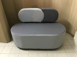 Divanetto Ufficio 2 Posti Grigio In Finta Pelle Stilizzato A