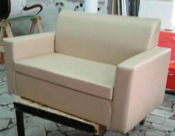 Due 2 Posti Divanetto Beige Tessuto Ecopelle Sof&agrave; Poltrona 