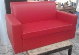 Due 2 Posti Divanetto Rosso Tessuto Ecopelle Sof&agrave; Poltrona 