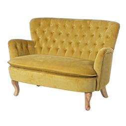 Imbottito Tessuto Velluto Giallo Design Vintage  Divanetto P