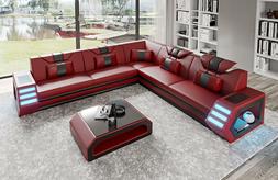 In Pelle Ecksofa Ad Angolo Imbottitura Sedile Rifiniture Int