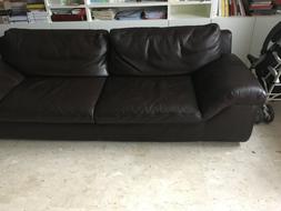 In Pelle Naturale Natuzzi, Marrone Scuro, 3 Posti, Usato Com