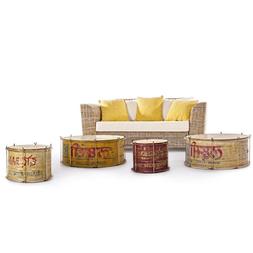 In Rattan Vimini Etnico Coloniale Divani Sof&agrave; Salotto Divan