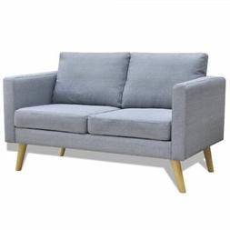 In Tessuto A 2 Posti Grigio Chiaro Divanetto Poltrona Casa S