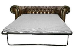 Letto Chesterfield 100% Vera Pella Due Posti Marrone Antico