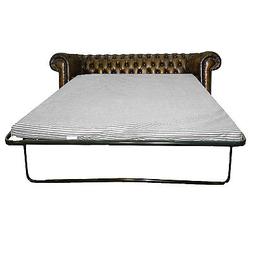 Letto Chesterfield 100% Vera Pella Tre Posti Marrone Antico