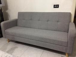 Letto 2 Posti In Tessuto - Grigio Chiaro