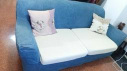Letto 3 Posti Colore Blu Petrolio Cuscini Crema - Prezzo Spe