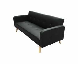 DIVANO-LETTO 3 POSTI ECOPELLE NERO VINTAGE MODERNO LETTO UNA