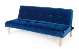 Letto 3 Posti In Velluto Blu Imbottito Salotto Sof&agrave; Divani 