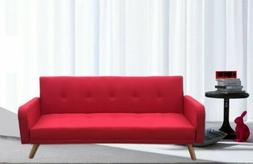 DIVANO-LETTO 3 POSTI ROSSO MICROFIBRA UNA PIAZZA E MEZZA VIN