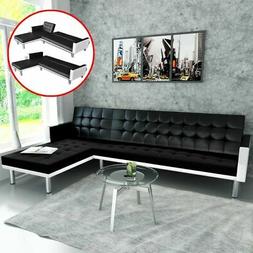 Letto A Forma Di Ldivano Angolare In Pelle Artificiale Nera