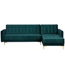 Letto Angolare In Velluto Verde Smeraldo Versione Destra Abe