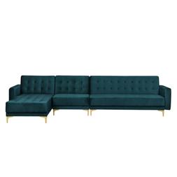 Letto Angolare In Velluto Verde Smeraldo Sinistro Aberdeen