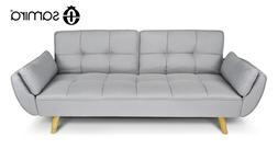 divano letto clic clac in tessuto grigio