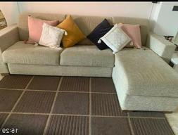 Letto Con Penisola In Tessuto Beige, Ottimo Stato, Vano Port