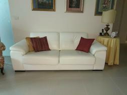 Letto Matrim. Poltronesof&agrave; Eco Pelle Bianco Con Copridivano