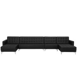 Letto Xxl A Forma Di U In Pelle Sintetica Nera Aberdeen