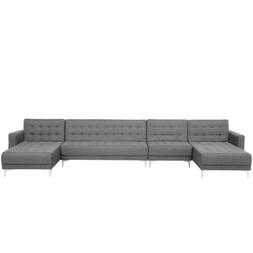 Letto Xxl A Forma Di U In Tessuto Grigio Chiaro Aberdeen