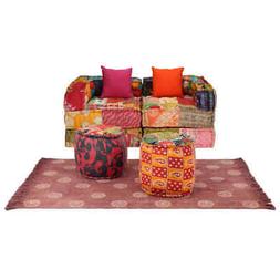 Modulare 9 Pz In Tessuto Motivo Patchwork Arredo Salotto Lou