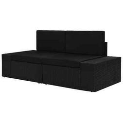Modulare A 2 Posti In Polyrattan Nero U2s3