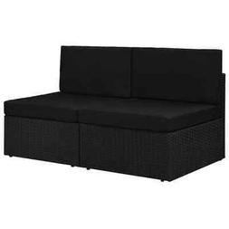 Modulare A 2 Posti In Polyrattan Nero G3z2