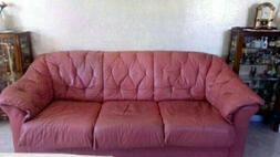 Robusto Salotto Pelle Rosso Usato Tre Posti Shabby Chic Salo