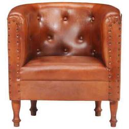 Sedia Poltrona A Pozzetto Marrone In Vera Pelle 61 X 60 X 68