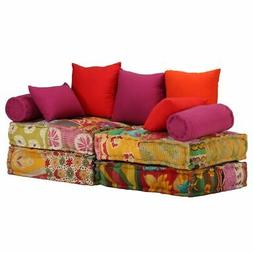 Tessuto Letto Modulare A 2 Posti Patchwork Stile Etnico Indi