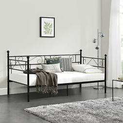 Letto Metallo 90x200cm Sofa Singolo Incluso Rete A Doghe Ner