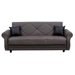 Letto 3 Posti Con Contenitore In Ecopelle Marrone 220x90xh.8