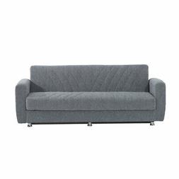 Letto 3 Posti In Tessuto Grigio Con Contenitore 214x80xh.83 