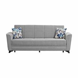 Letto 3 Posti In Vellutino Grigio Con Contenitore 232x85xh.9